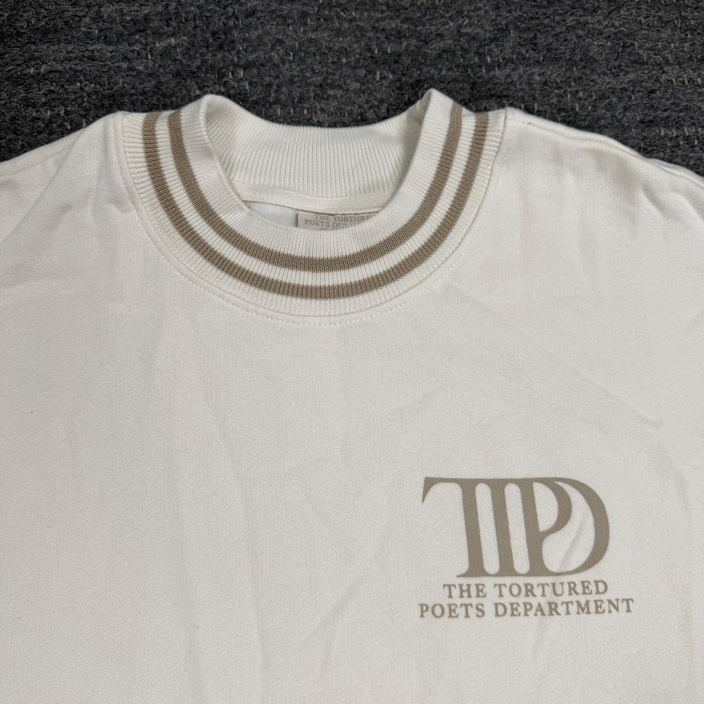 Taylor Swift The Tortured Poets Department Sweatshirt Women Medium Cream TTPD